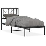vidaXL Cadre de lit métal avec tête de lit noir 75x190 cm