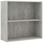 vidaXL Bibliothèque à 2 niveaux gris béton bois d'ingénierie