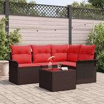 vidaXL Ensemble de canapé de jardin 5 Pièces Marron Poly rotin