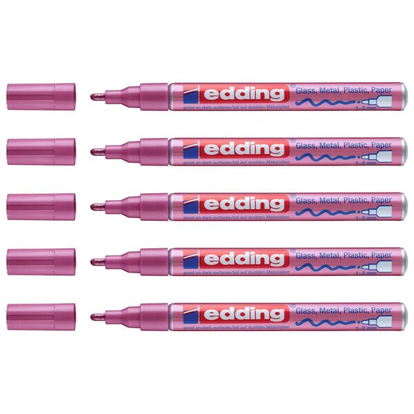 Marqueur Peinture Brillante 751 Rose Métallisé Pointe Fine 1-2 mm x 5 EDDING