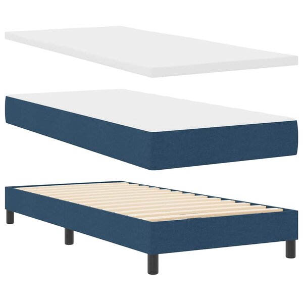 vidaXL Lit à ressorts avec matelas bleu  80 x 200 cm  en tissu