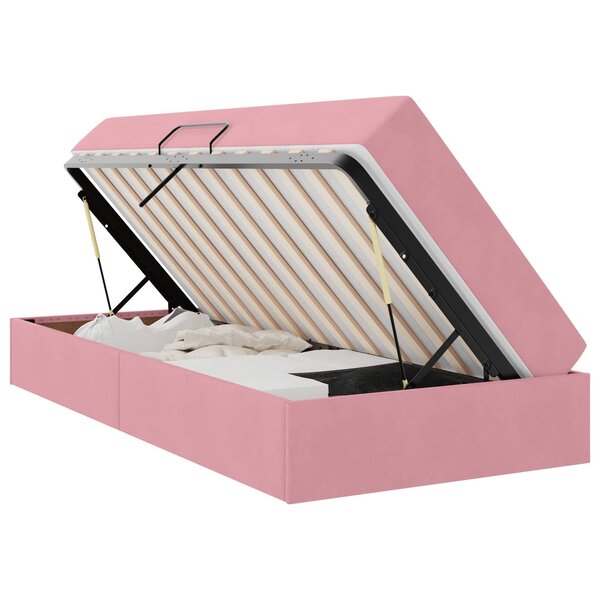 vidaXL Lit avec rangement et matelas Rose 100 x 200 cm Velours