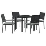 vidaXL Ensemble de jardin 5 pièces avec coussins en poly rotin noir
