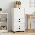 vidaXL Cabinet roulant 53 x 39 x 103 cm Bois de Pin Massif Blanc