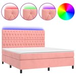 vidaXL Sommier à lattes de lit matelas et LED Rose 160x200 cm Velours