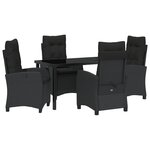 vidaXL Ensemble de salle à manger de jardin 5 pièces avec coussins en rattan poly noir