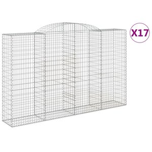 vidaXL Paniers à gabions arqués 17 Pièces 300x50x180/200 cm fer galvanisé