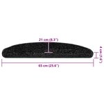 vidaXL Tapis d'escalier 30 pièces 65 x 21 x 4 cm Noir Demi-rond Grand