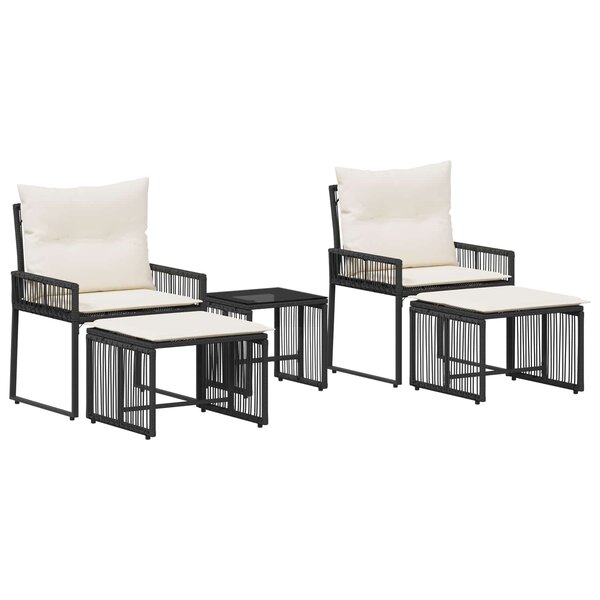 vidaXL Ensemble de meubles d'extérieur 11 pc Noir et blanc crème