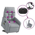 vidaXL Fauteuil de massage inclinable Gris clair Tissu