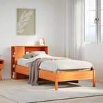 vidaXL Lit bibliothèque sans matelas cire marron 100x200 cm pin massif