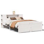 vidaXL Lit bibliothèque sans matelas blanc 160x200 cm bois pin massif