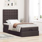 vidaXL Lit ottoman avec matelas et LED marron foncé 90x200 cm tissu