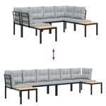 vidaXL Salon de jardin avec coussins 4 Pièces noir acier enduit de poudre
