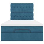 vidaXL Cadre de lit ottoman avec matelas bleu foncé 120x200 cm velours