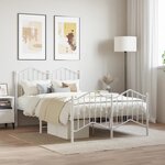 vidaXL Cadre de lit métal avec tête de lit/pied de lit blanc 120x200cm