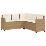 vidaXL Canapé de jardin avec table et coussins en forme de L beige