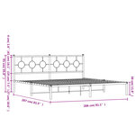 vidaXL Cadre de lit métal sans matelas et tête de lit blanc 200x200 cm