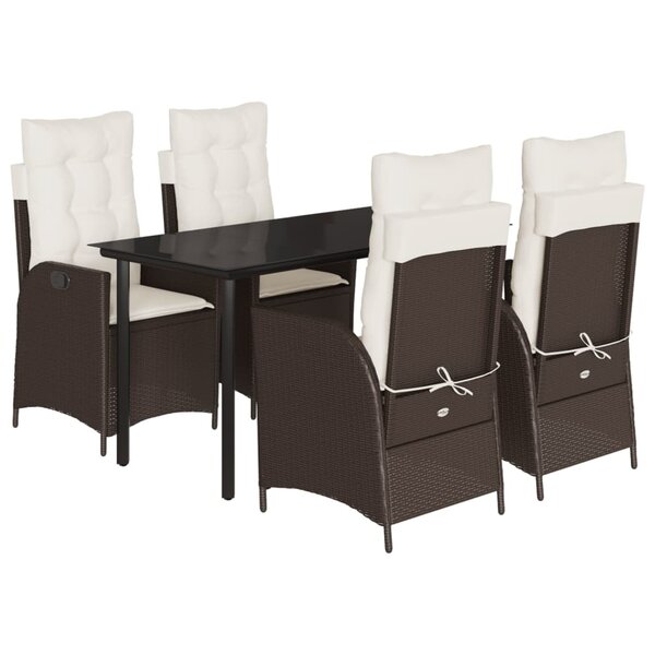 vidaXL Ensemble à manger de jardin 5 Pièces et coussins marron poly rotin