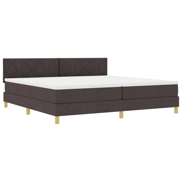 vidaXL Lit à ressort LED Marron foncé 200 x 200 cm tissu