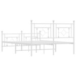 vidaXL Cadre de lit métal sans matelas et pied de lit blanc 140x190 cm