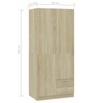 vidaXL Garde-robe Chêne sonoma 80x52x180 cm Aggloméré