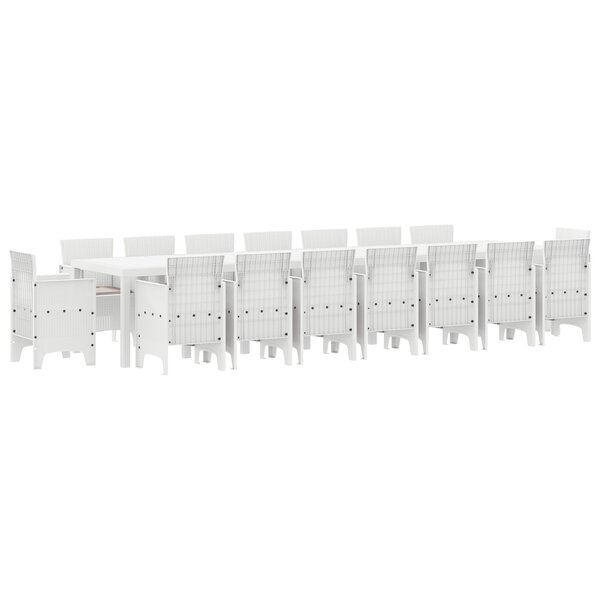 vidaXL Ensemble de salle à manger pour jardin 17 Pièces Blanc Rattan Polt