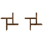 vidaXL Étagères murales 2 Pièces chêne fumé 38x12x38 cm bois d'ingénierie