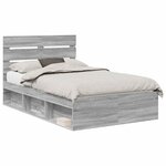 vidaXL Cadre de lit Gris Sonoma 120 x 190 cm Bois de pin massif