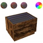 vidaXL Table basse avec LED infini chêne fumé 70x50x50 cm
