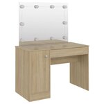 vidaXL Table de maquillage avec éclairage LED 110x55x145 cm MDF Chêne
