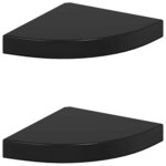 vidaXL Étagères d'angle flottantes 2Pièces noir brillant 25x25x3 8cm MDF