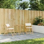 vidaXL Ensemble de bistro pliante 3 Pièces et coussins blanc crème bambou
