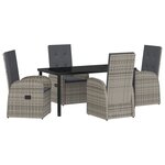 vidaXL Set de jardin 5 pièces avec coussins Gris Rattan poly
