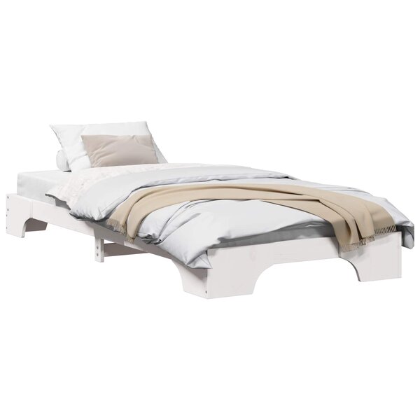 vidaXL Cadre de lit Blanc 75 x 190 cm Pin massif