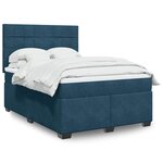 vidaXL Sommier à lattes de lit et matelas bleu 140x190 cm velours