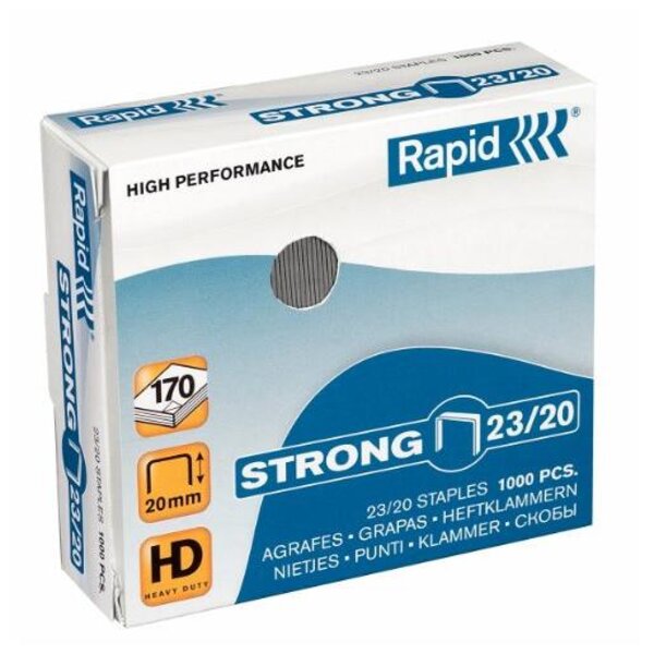 Boîte de 1000 agrafes Strong 23/20  galvanisé RAPID