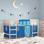 vidaXL Lit mezzanine enfants avec rideaux sans matelas bleu 90x200cm