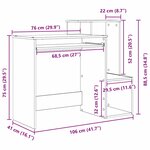 vidaXL Bureau Chêne artisanal 106 x 40 x 88.5 cm Bois d'ingénierie