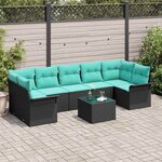 vidaXL Ensemble de canapé de jardin 8 Pièces Noir Poly rotin