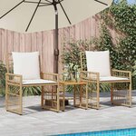 vidaXL Ensemble de meubles d'extérieur 3 Pièces Blanc Naturel et Crème