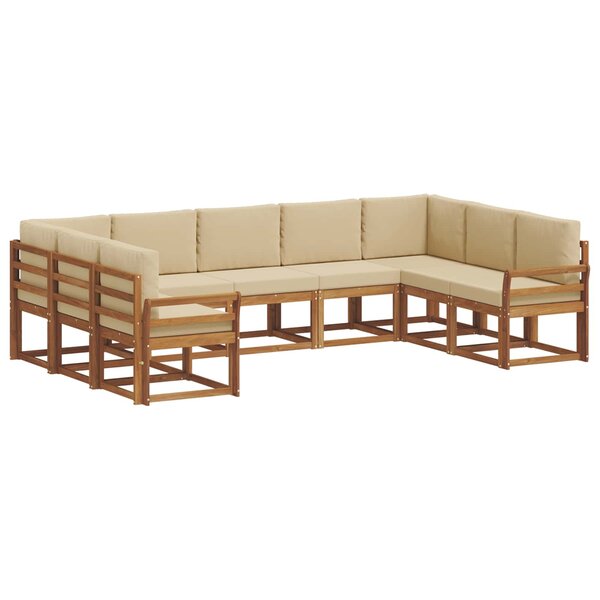 vidaXL Ensemble de canapés d'extérieur 9 pc Naturel et Beige