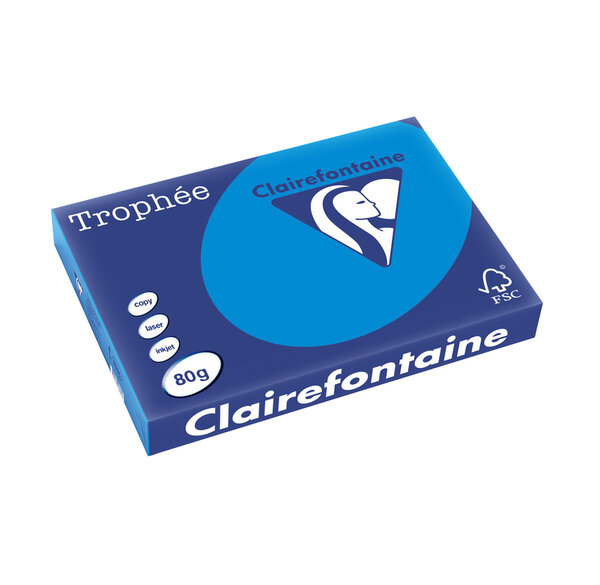 Ramette 500 Feuilles Papier 80g A3 420x297 mm Bleu turquoise TROPHÉE