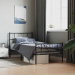 vidaXL Cadre de lit métal sans matelas avec pied de lit noir 80x200 cm