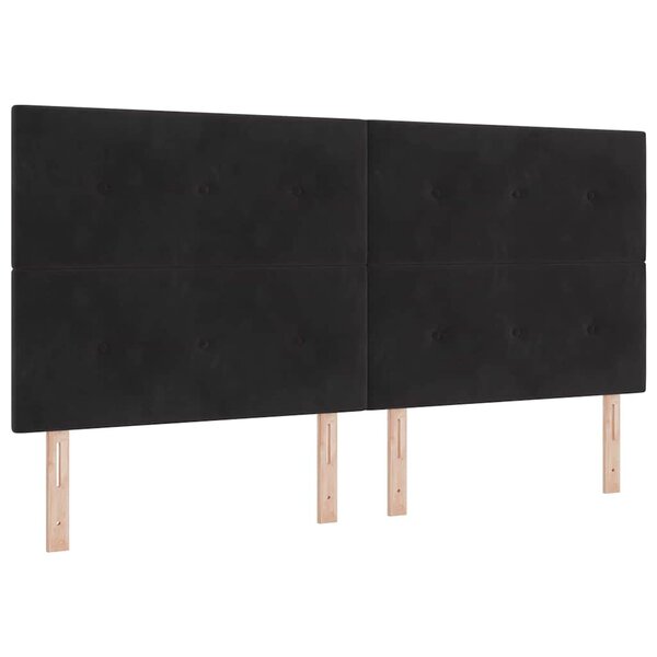 vidaXL Lit à ressorts avec matelas Noir 200 x 200 cm Velours