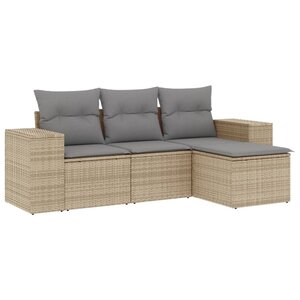 vidaXL Salon de jardin avec coussins 4 Pièces beige résine tressée