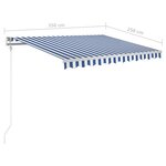 Vidaxl auvent rétractable automatique 350x250 cm bleu et blanc