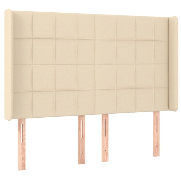 vidaXL Tête de lit avec oreilles Crème 147x16x118/128 cm Tissu