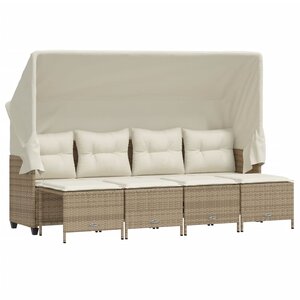 vidaXL Salon de jardin avec coussins 5 Pièces beige résine tressée
