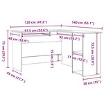 vidaXL Bureau d'angle Chêne noir 120 x 140 x 75 cm Bois d'ingénierie